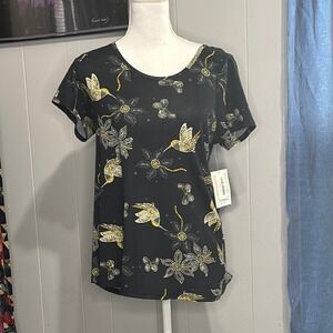 Floral Black and Yellow Women's Top